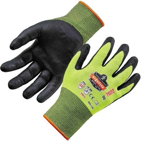 PROFLEX BY ERGODYNE Lime L Hi-Vis Nitrile-Coated Cut-Resistant Gloves A2 DSX 7022